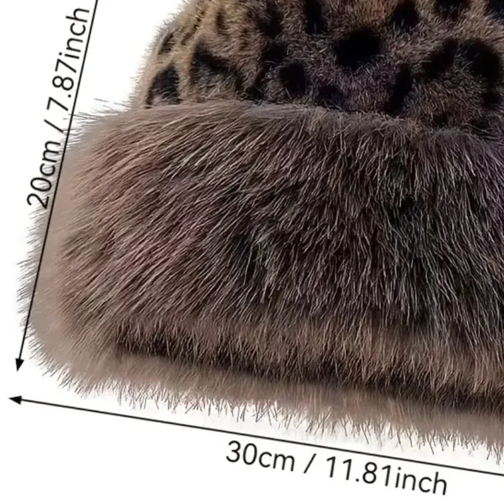 Faux Fur Hat Beanie Leopard Print - Picture 5 of 8
